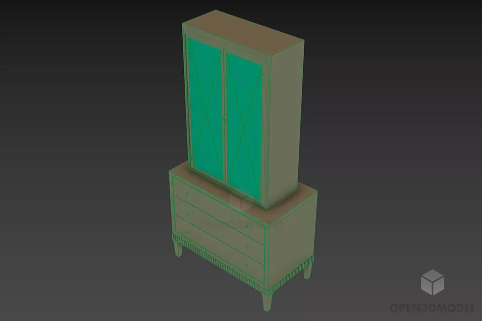 Side Locker With Upper Cabinet 3d model 2