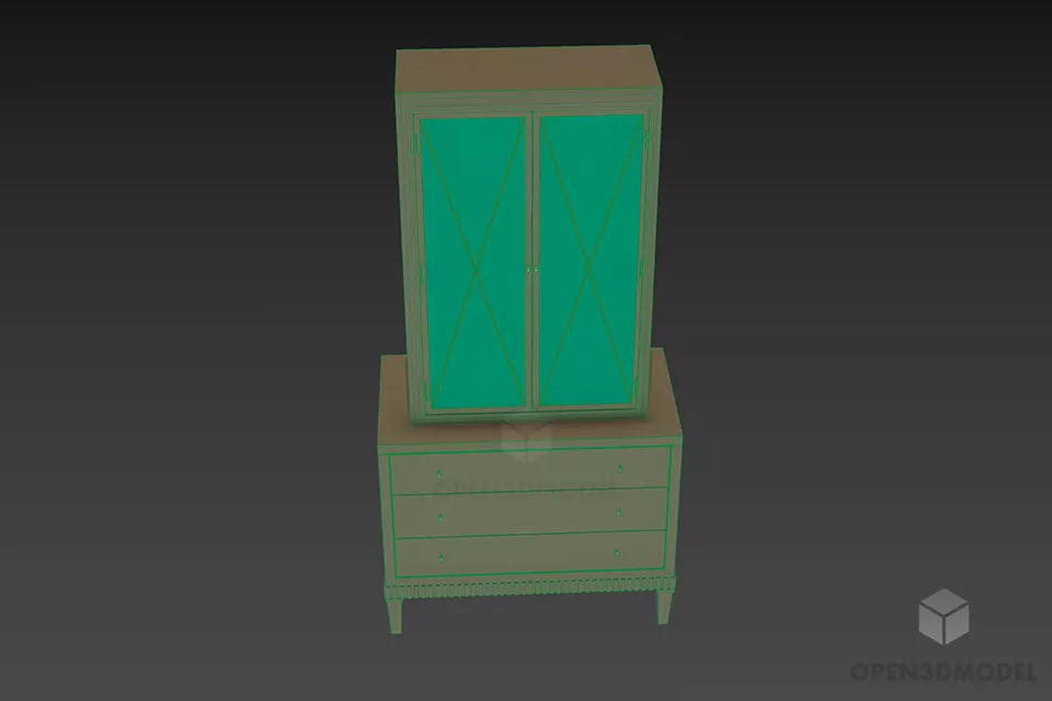 Side Locker With Upper Cabinet 3d model 3