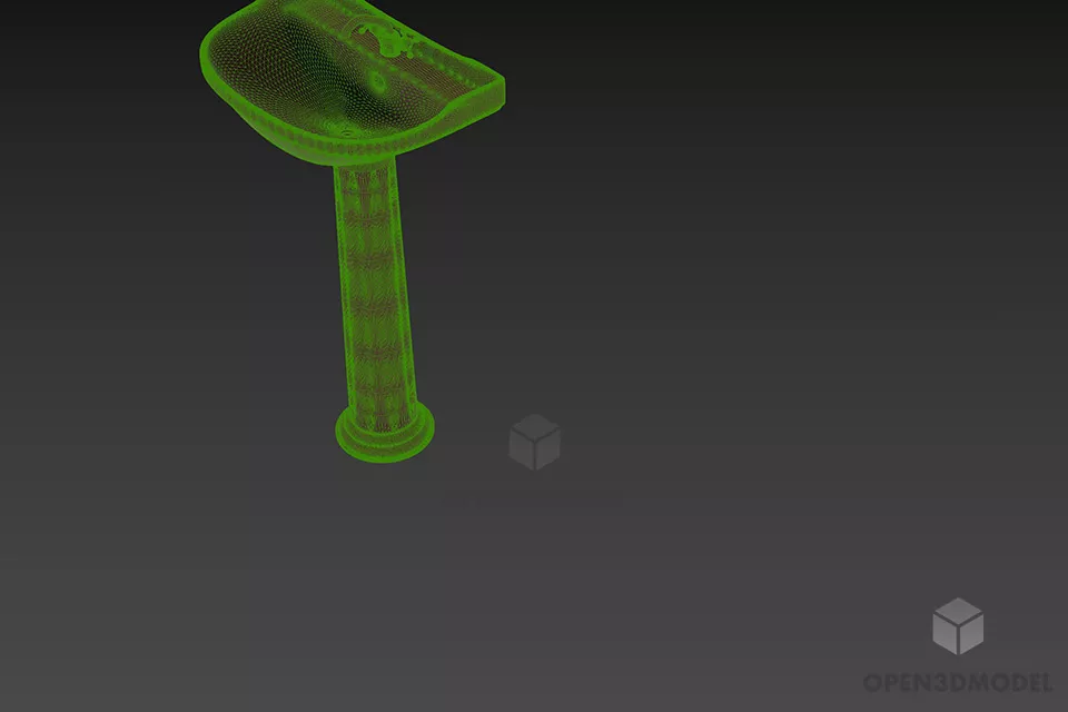 Antique Sink Ceramic With Full Leg 3d model 2