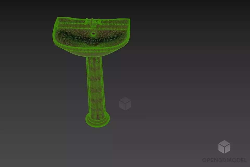 Antique Sink Ceramic With Full Leg 3d model 3