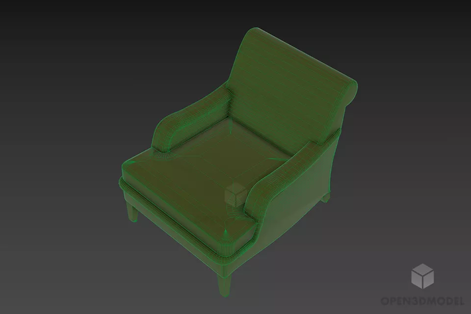 Upholstery Armchair Minster 3d model 2