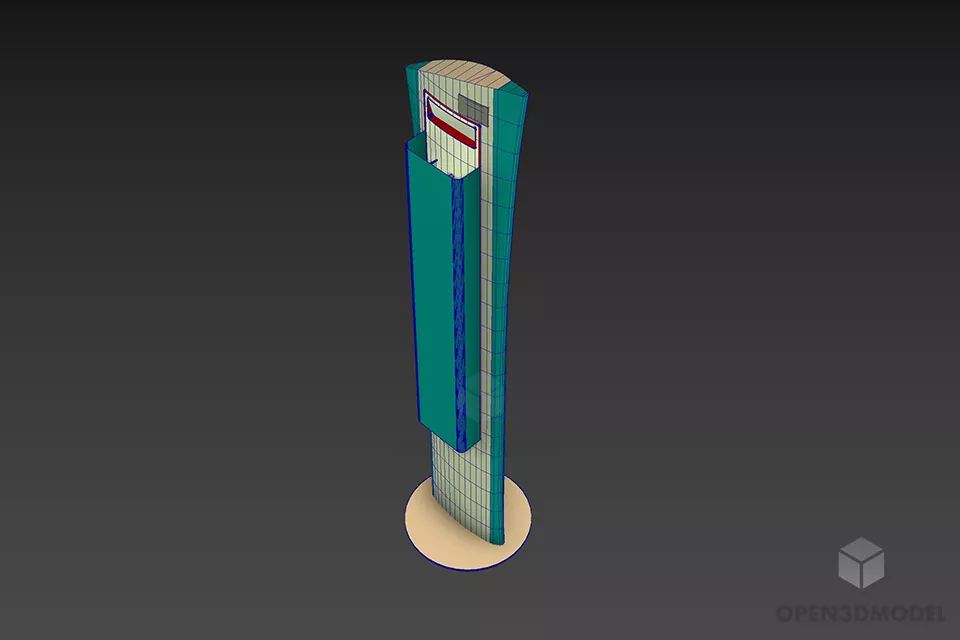Vertical Rack Curved Shape 3d model 2