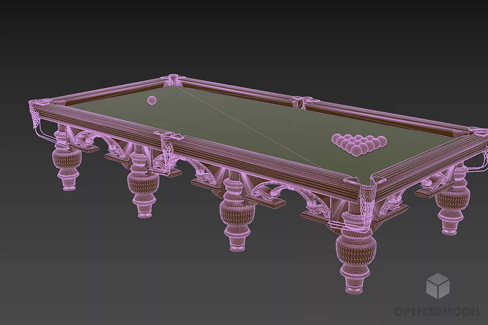 Antique Billiards Table 3d model 2