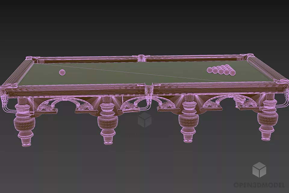 Antique Billiards Table 3d model 3
