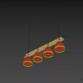 Hanging Industrial Lamp With Four Shades 3d model