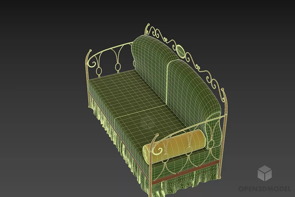 Iron Frame Sofa Caterina 3d model 2