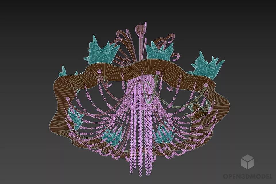 Glass Chandelier Exotic 3d model 2