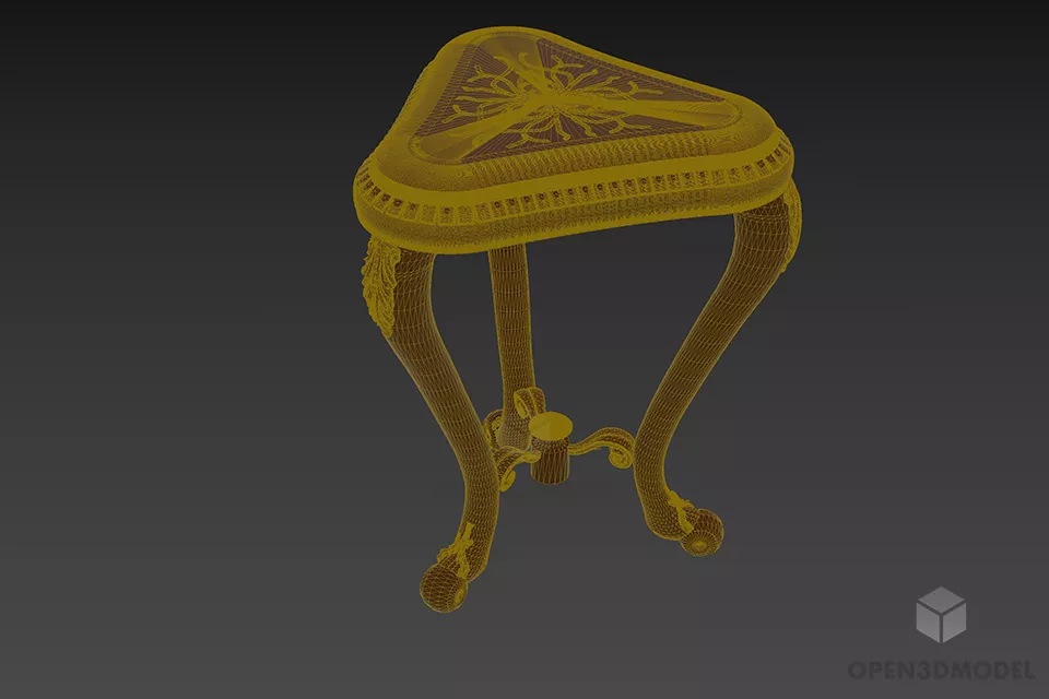 Carved Antique Table Angelo 3d model 2