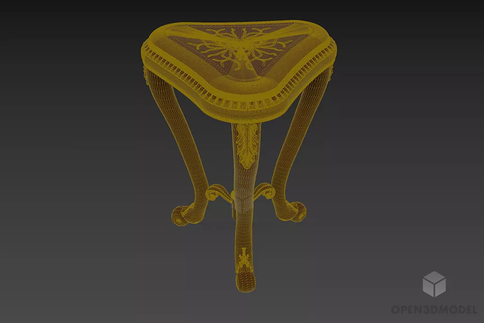 Carved Antique Table Angelo 3d model 3