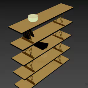 Simple Shelf With Iron Frame 3d model