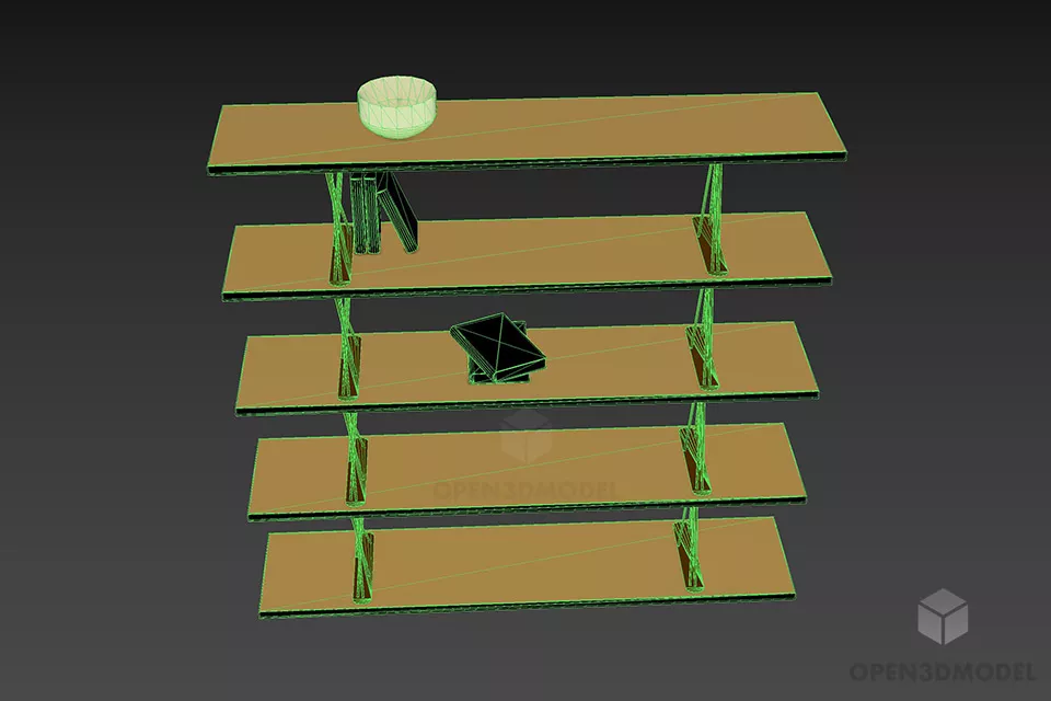 Simple Shelf With Iron Frame 3d model 3