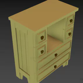 Side Locker With Six Drawers With Brass Handle 3d model