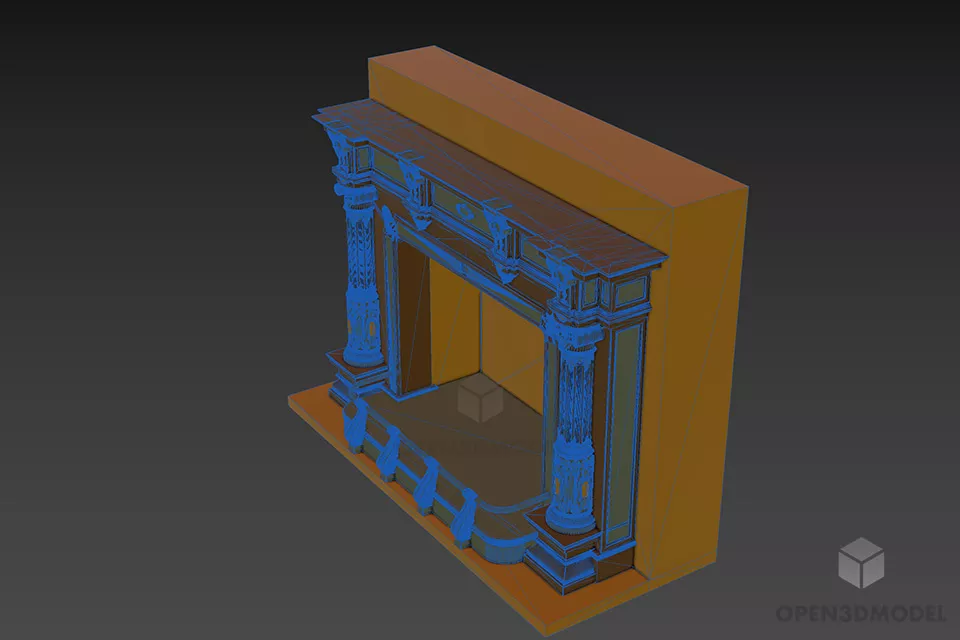 Carved Fireplace Roman Style 3d model 2