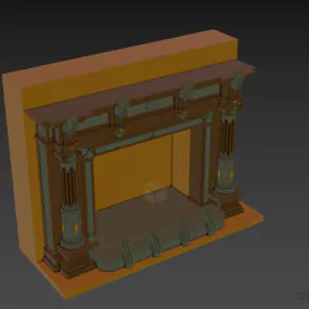 Carved Fireplace Roman Style 3d model
