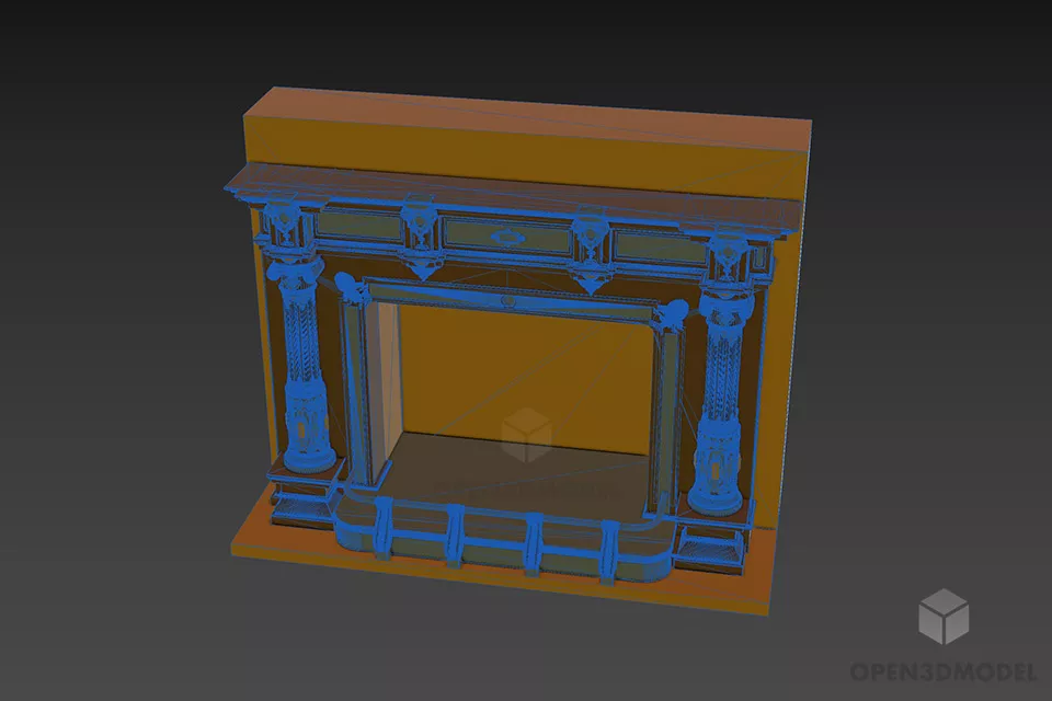 Carved Fireplace Roman Style 3d model 3