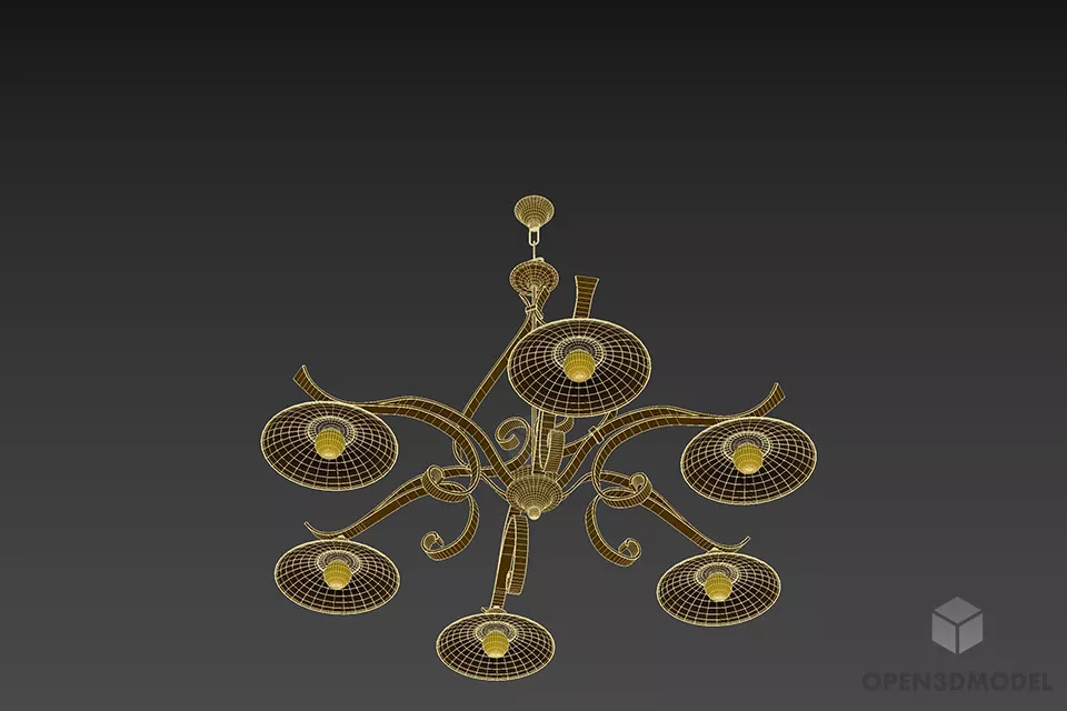Silver Pendant Lamp Hanger Style 3d model 2