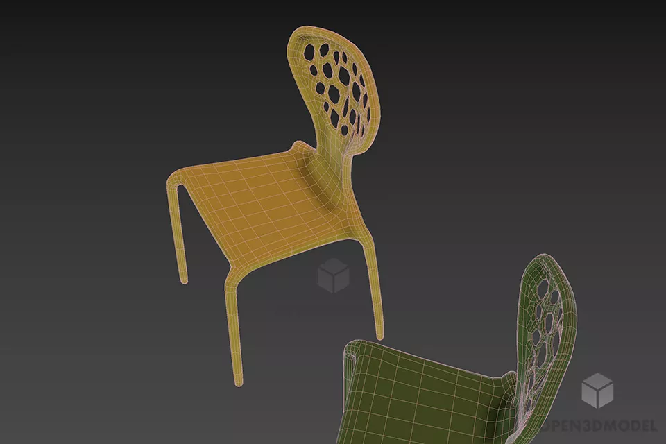Carved Plastic Chair Moroso 3d model 2