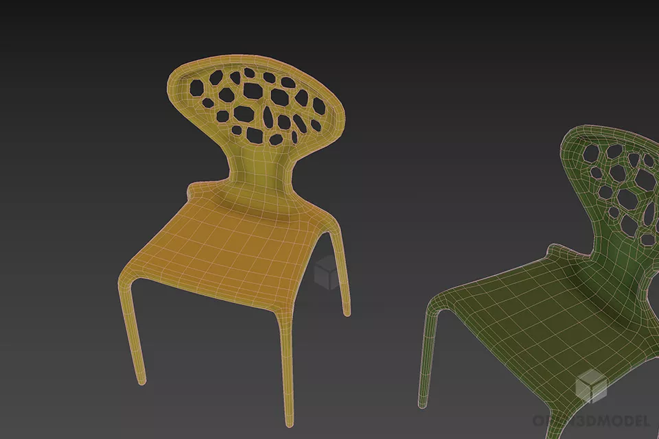 Carved Plastic Chair Moroso 3d model 3