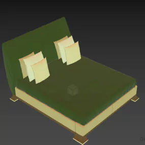 Upholstered Bed With Ash Wood Frame 3d model