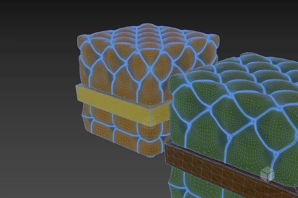 Tufted Seat With Frame 3d model 2