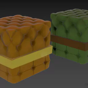 Tufted Seat With Frame 3d model
