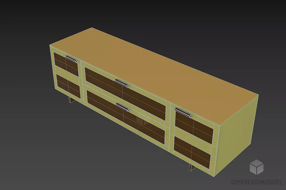 Wooden Locker Avion With Brown Panel Front 3d model 2