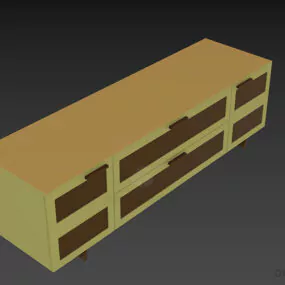 Wooden Locker Avion With Brown Panel Front 3d model
