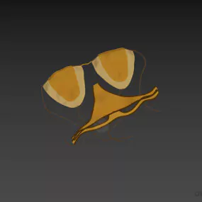 Yellow Bikini Fashion Full Set 3d model