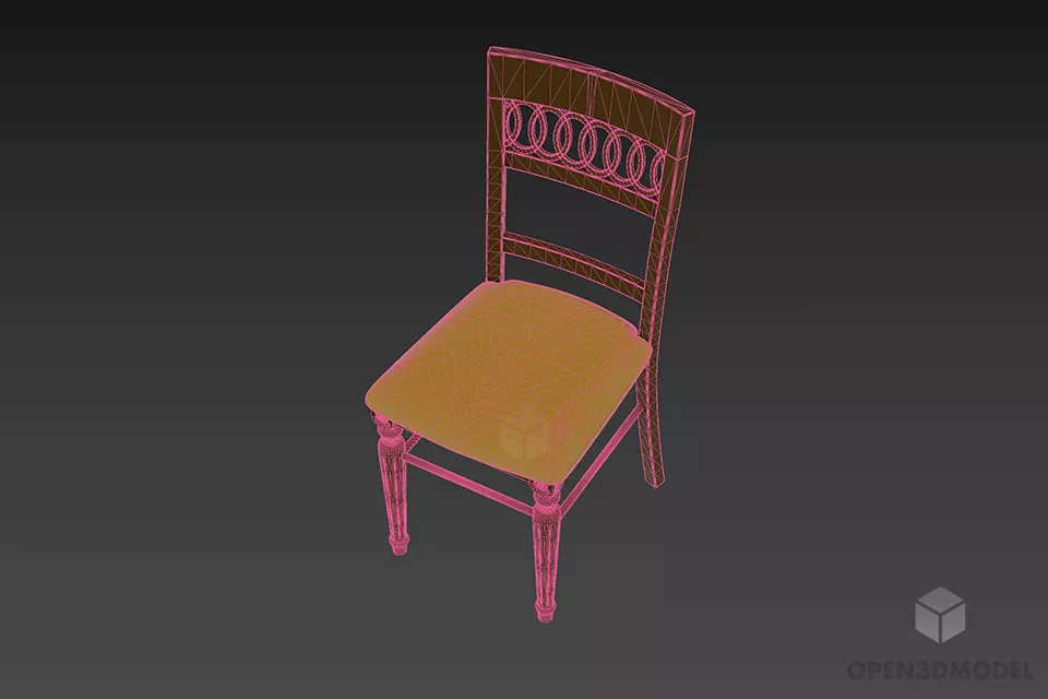 Tufted Seat Chair With Antique Frame 3d model 2