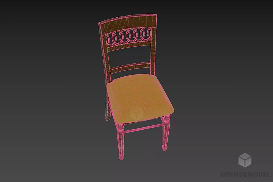 Tufted Seat Chair With Antique Frame 3d model 3