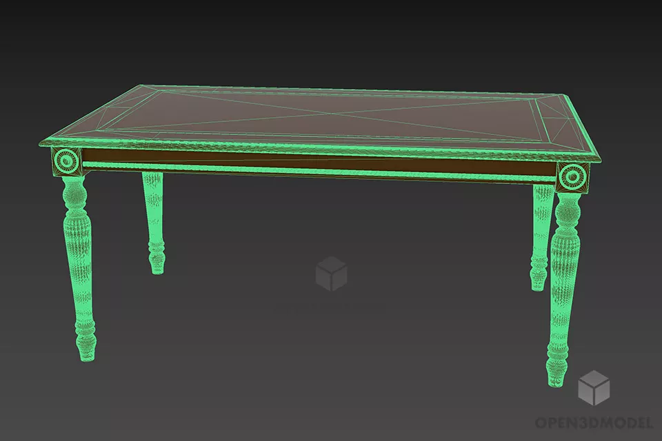 Glass Table With Antique Legs 3d model 3