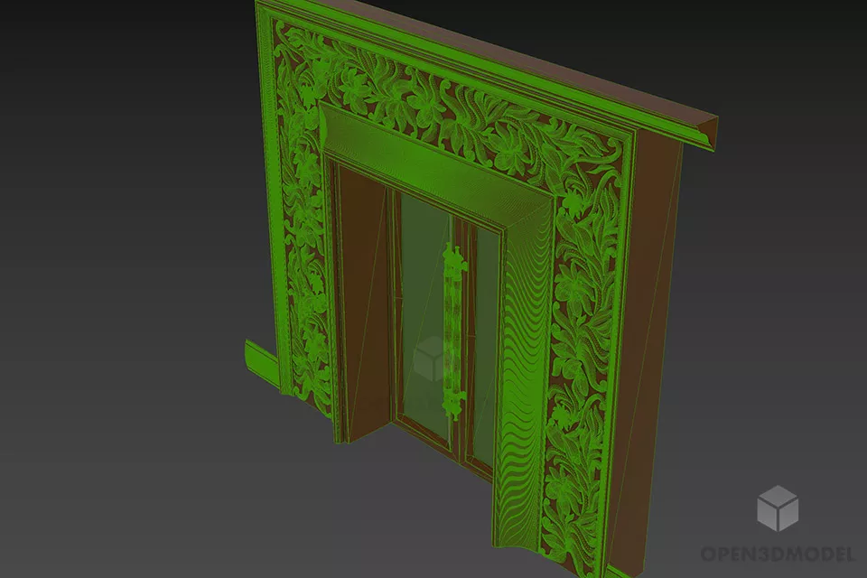 Boutique Big Door Wall Carved Frame 3d model 2