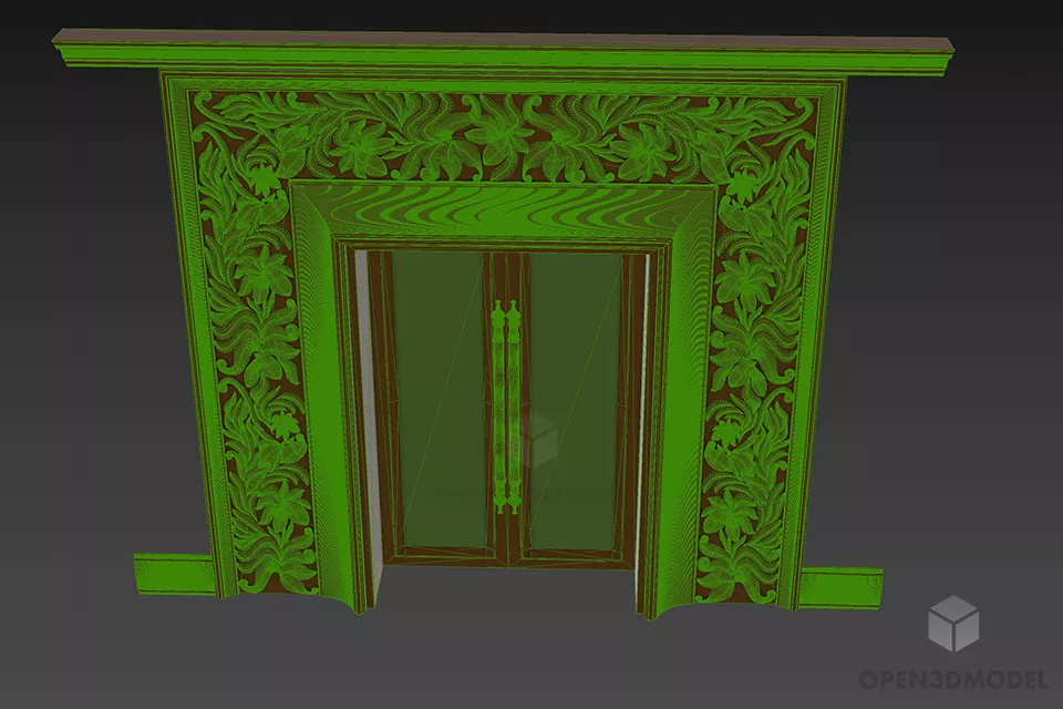 Boutique Big Door Wall Carved Frame 3d model 3