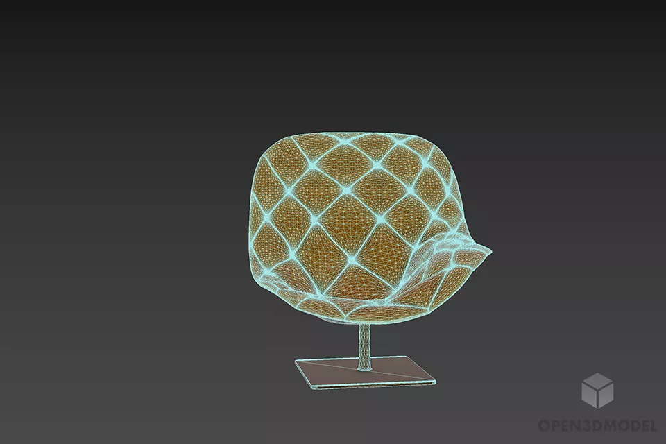 Tufted Armchair Patricia Bohemian Fixed Leg 3d model 3