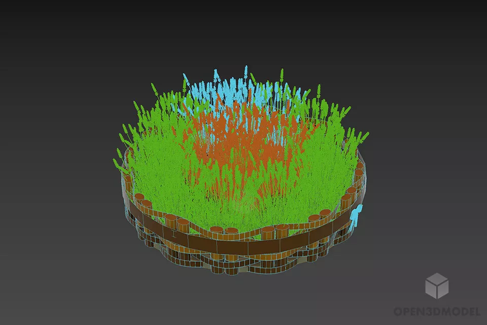 Lavender Flowers Bushes 3d model 3