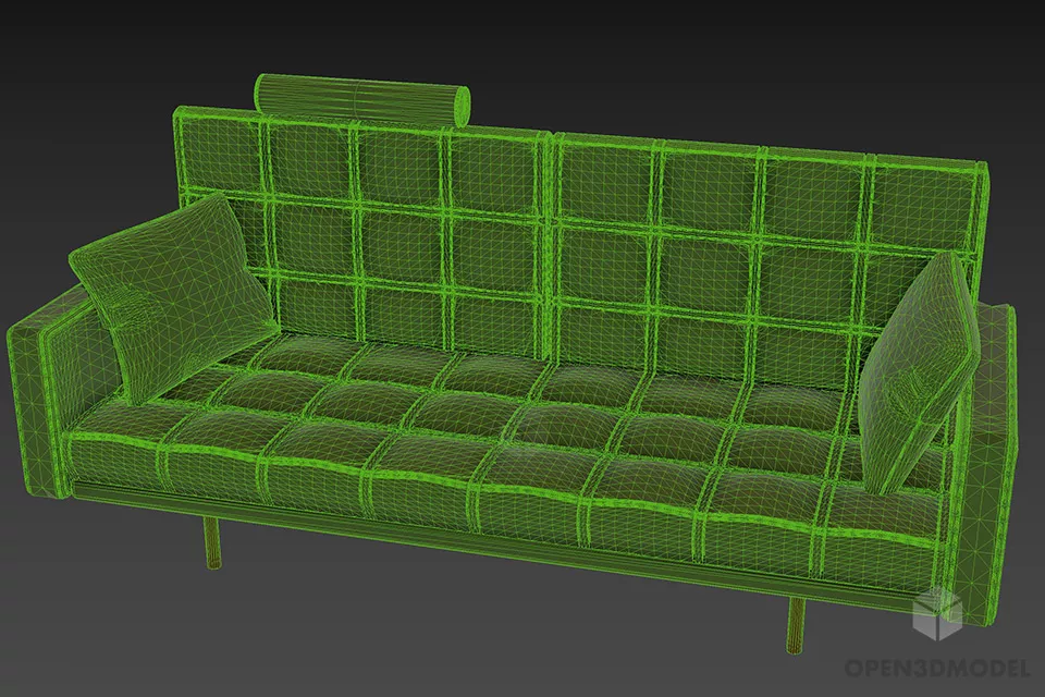 Tufted Sofa Futura With Pillow 3d model 3