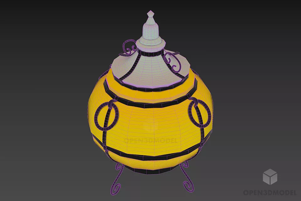 Asian Ceramic Vase With Iron Wire Cover 3d model 2