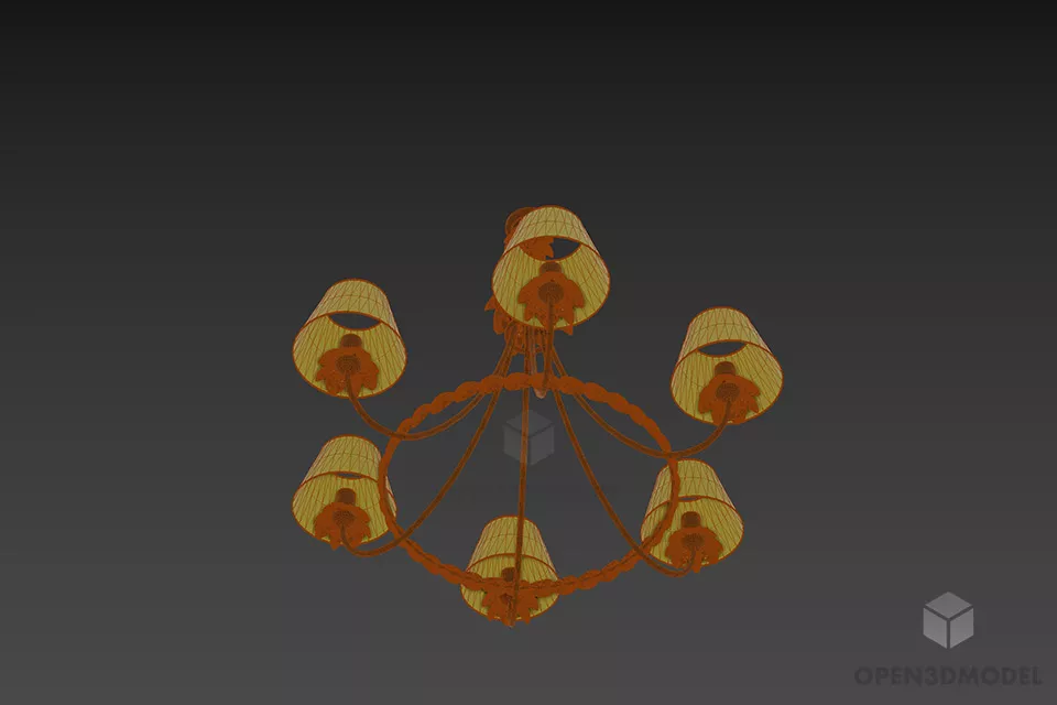 Spanish Brass Chandelier Antique Lighting 3d model 2
