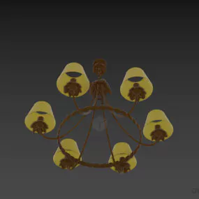 Spanish Brass Chandelier Antique Lighting 3d model