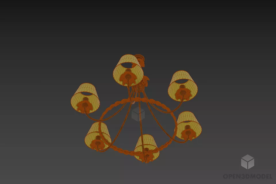 Spanish Brass Chandelier Antique Lighting 3d model 3
