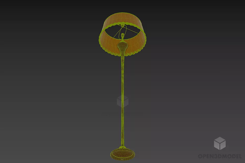 Hotel Premium Torchere Lamp With Circle Shade 3d model 2