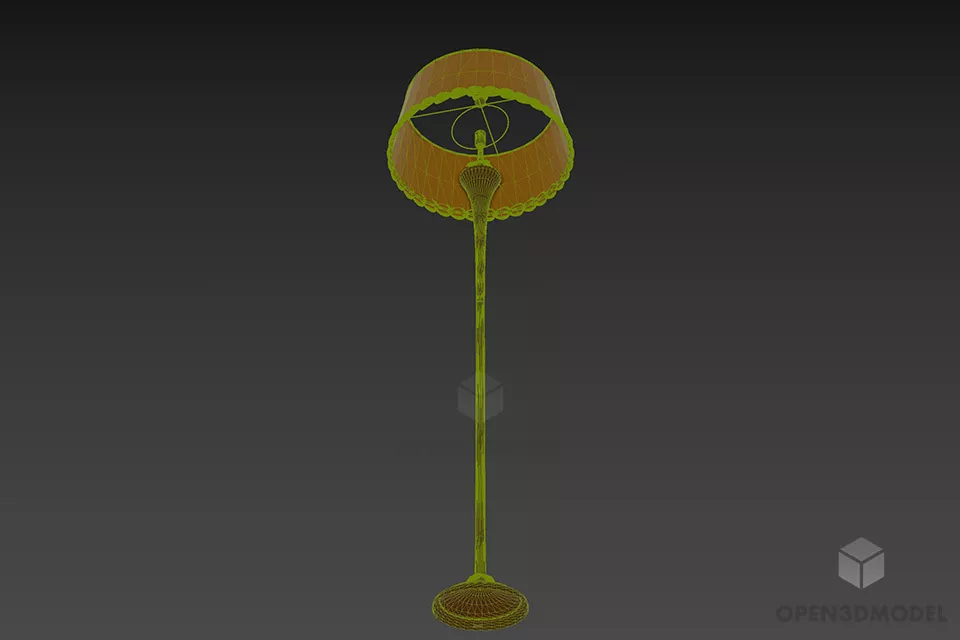 Hotel Premium Torchere Lamp With Circle Shade 3d model 3