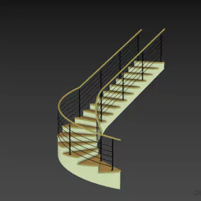 Curved Stair With Rail 3d model