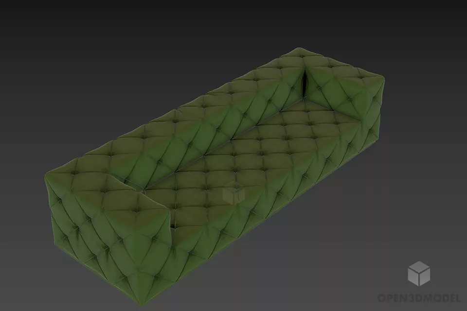 Smooth Upholstery Sofa Armless Two Seats 3d model