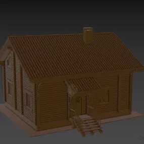 Small Wood House With Chimney 3d model