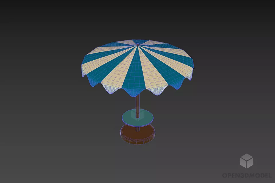Outdoor Umbrella With Glass Stand 3d model 2