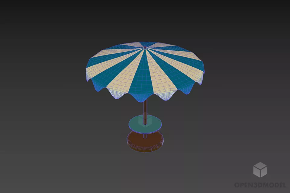 Outdoor Umbrella With Glass Stand 3d model 3