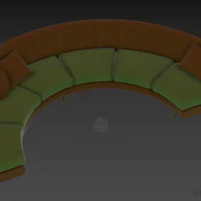 Waiting Sofa Curved Shape With Pillow 3d model