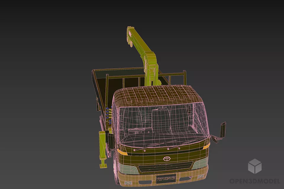Small Crane Truck Toyota 3d model 3