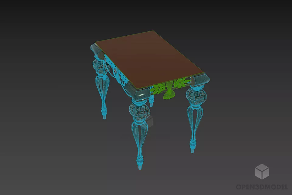 Decorative Antique Iron Table Art Style 3d model 2